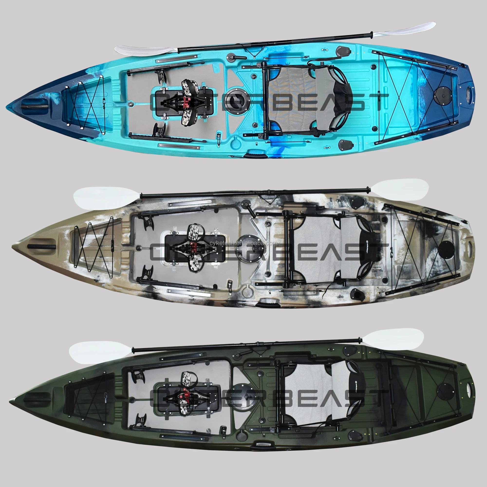 Canoe Kayak Plastic 11FT Single Fishing Propeller and Belt Pedal Drive Sit on Top Fishing Kayak