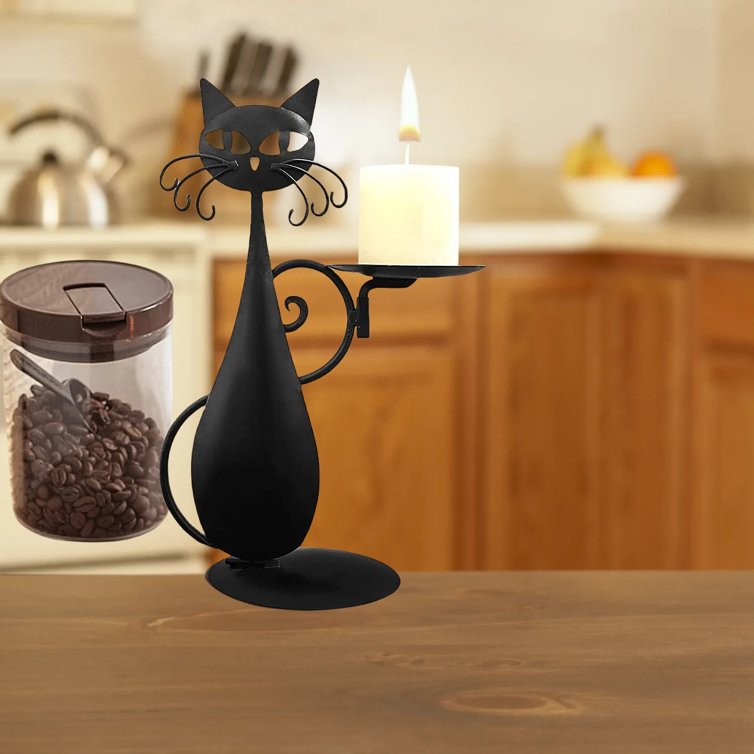 Black Cat Candlestick Candle Holder Set Vintage Retro Home Metal Decorate Wholesale