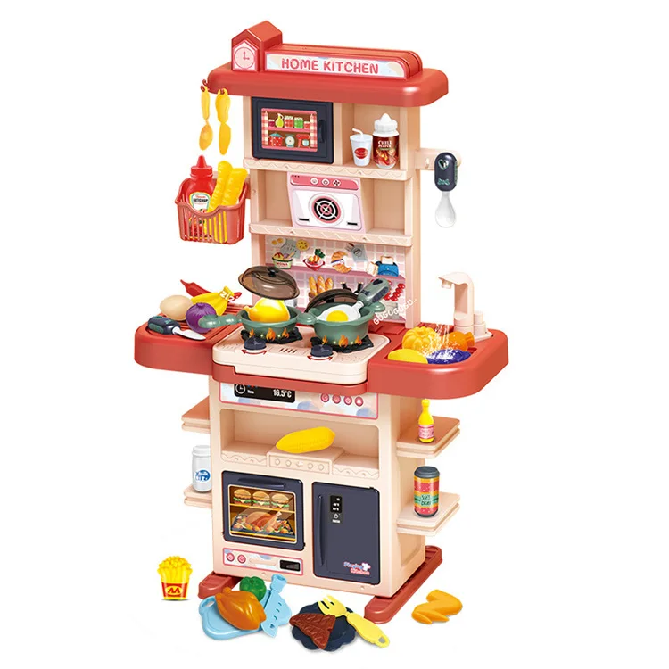 Factory New Hot Sale 73cm Children Educational Toys Girls Cooking Play House Kitchen Toys Set Plastic With Steam