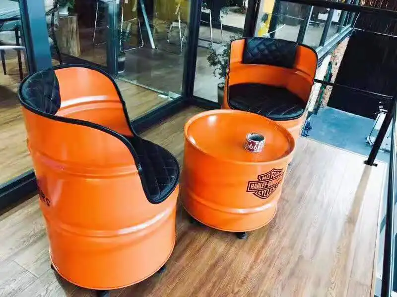 Tianjin Supply Powder Coating  Round Metal Drum Chair