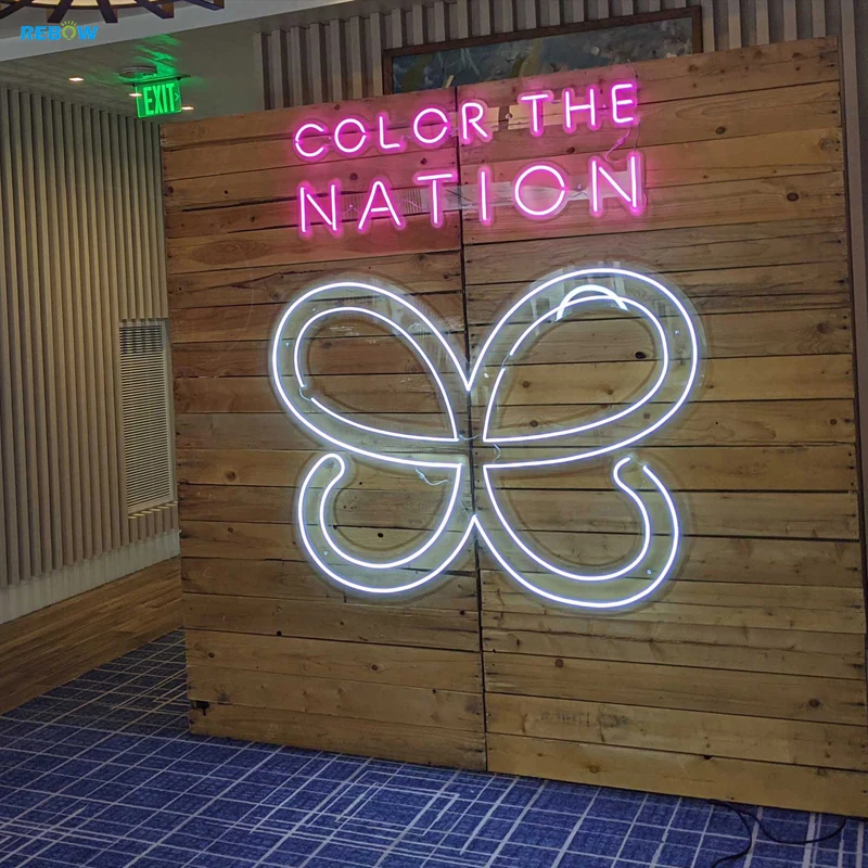 Rebow No Moq Colorful Letters Words Decoration Neon Light Customized Led Neon Sign