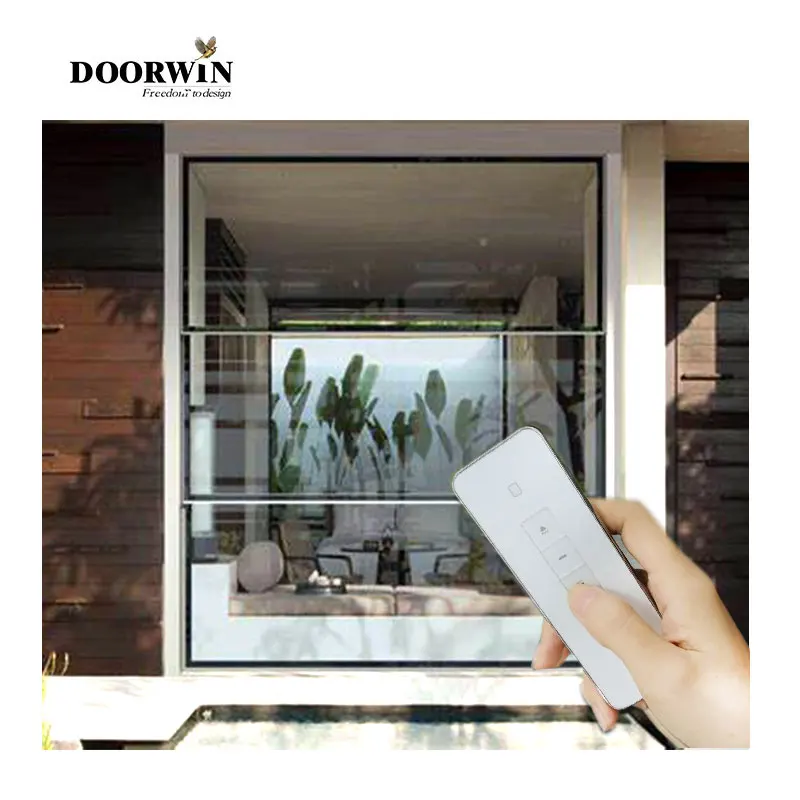 Outdoor Retractable Sash Panorama Window Electric Motorized Aluminium Vertical Sliding