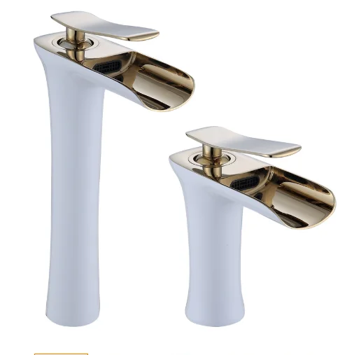 Feenice wenzhou factory manufacturer white gold waterfall mixer tap