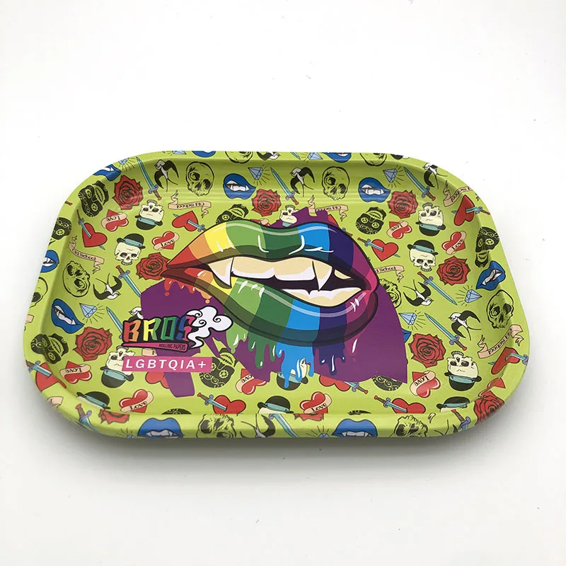 Wholesale Custom Printed Logo  Tobacco  Tray Tin Metal Rolling Tray in Stock 180*140