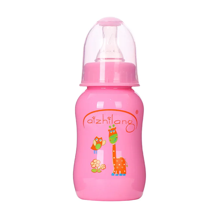 Standard caliber baby pp bottle baby food grade feeding silicone pacifier plastic bottle 125ml curved