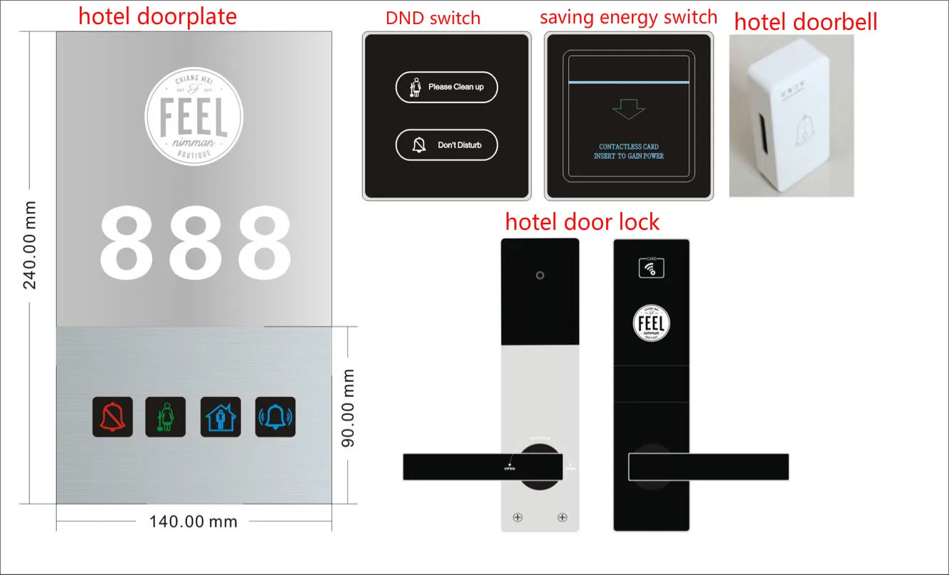Hotel doorplate room number signs light color changing ,DND switch door plate  with Hotel doorbell system