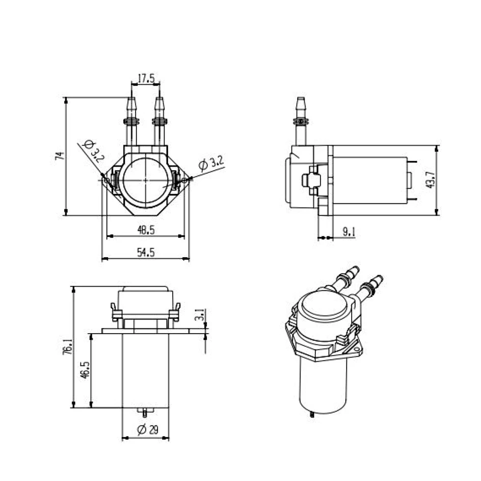 Kamoer KHPP260 260ml/min 12V/24V DC Motor Peristaltic Pump Liquid Transfer Pump with Gear Assembly