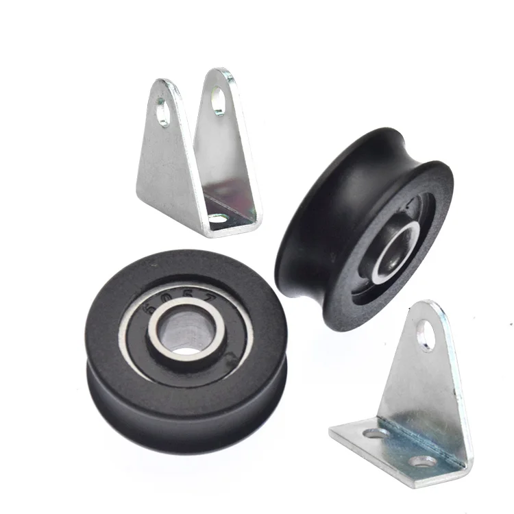 U shape nylon coated wheel Bracket roller pulleys Hanging wheel 5*19*8mm with bracket