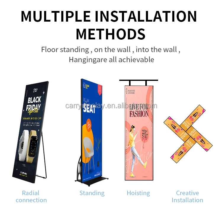 P2 P2.5 P3 P4 Floor Standing LED Poster Full Color Outdoor Commercial Advertising LED Display Screen
