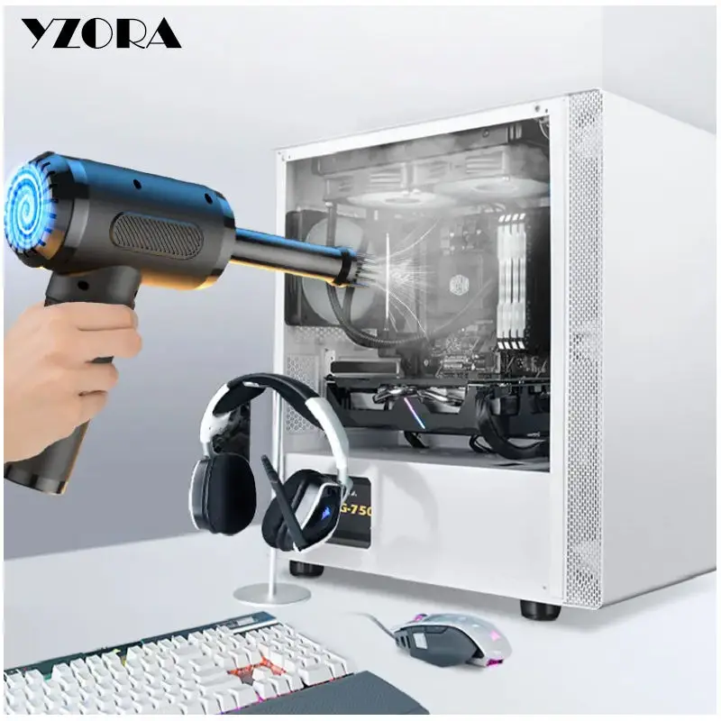 Portable Wireless 2-in-1 Air Duster Blower Electric Cordless Household Vacuum Cleaner with Compressed Air and USB Charging