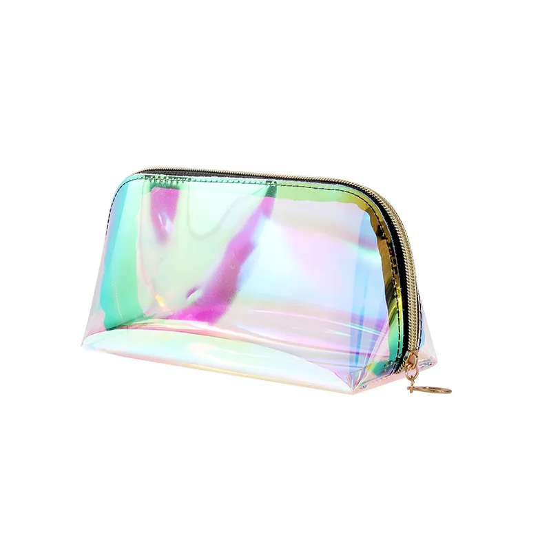 Women Holographic Clear Bags Cosmetic Custom Print Clear Stand Up Make Up Bag Glitter Toiletries_pouch