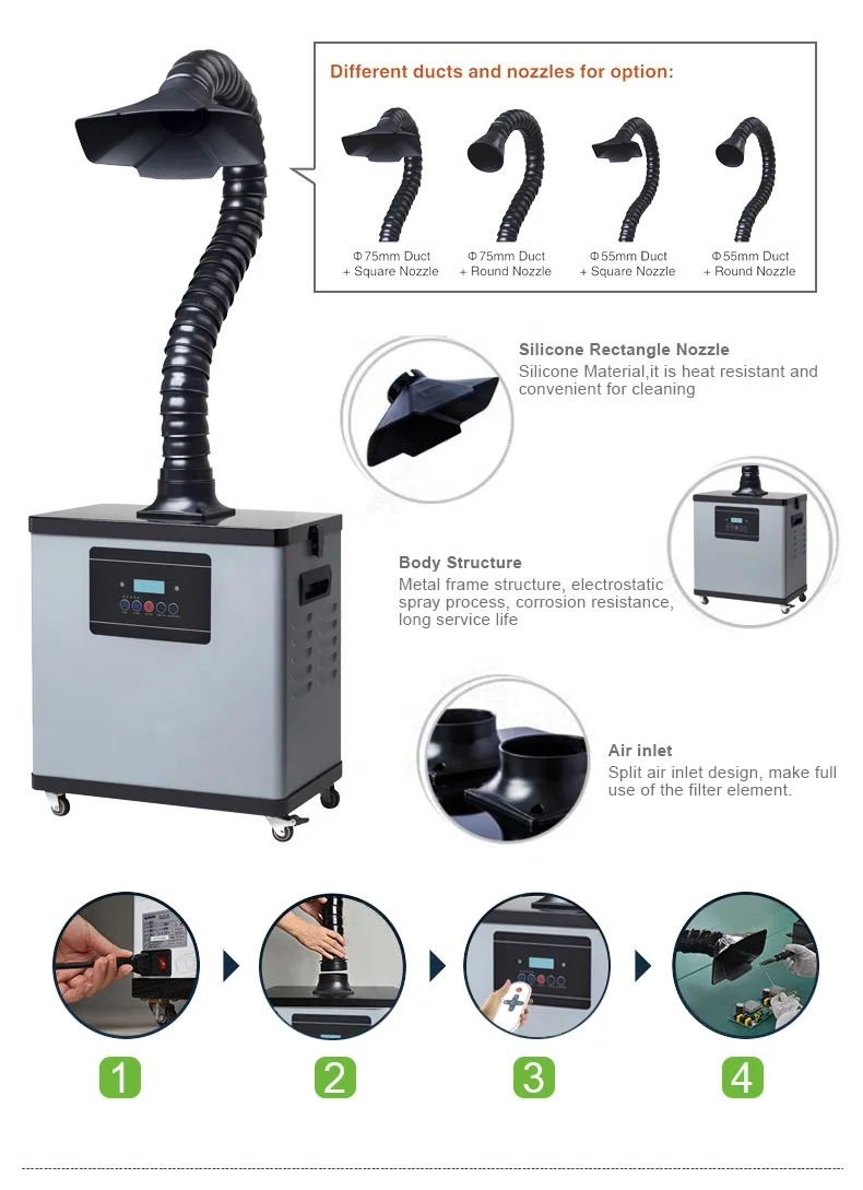 Single Arm Soldering Smoke Extractor Fan Mobile Fume Extractor for lab