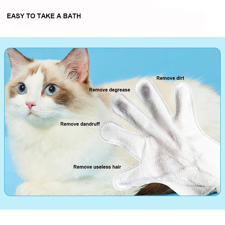 Pet Non Woven Cleaning Wipes For Cat Dog Non Irritating Five Finger Wet Wipe Glove Household Disposable Gloves