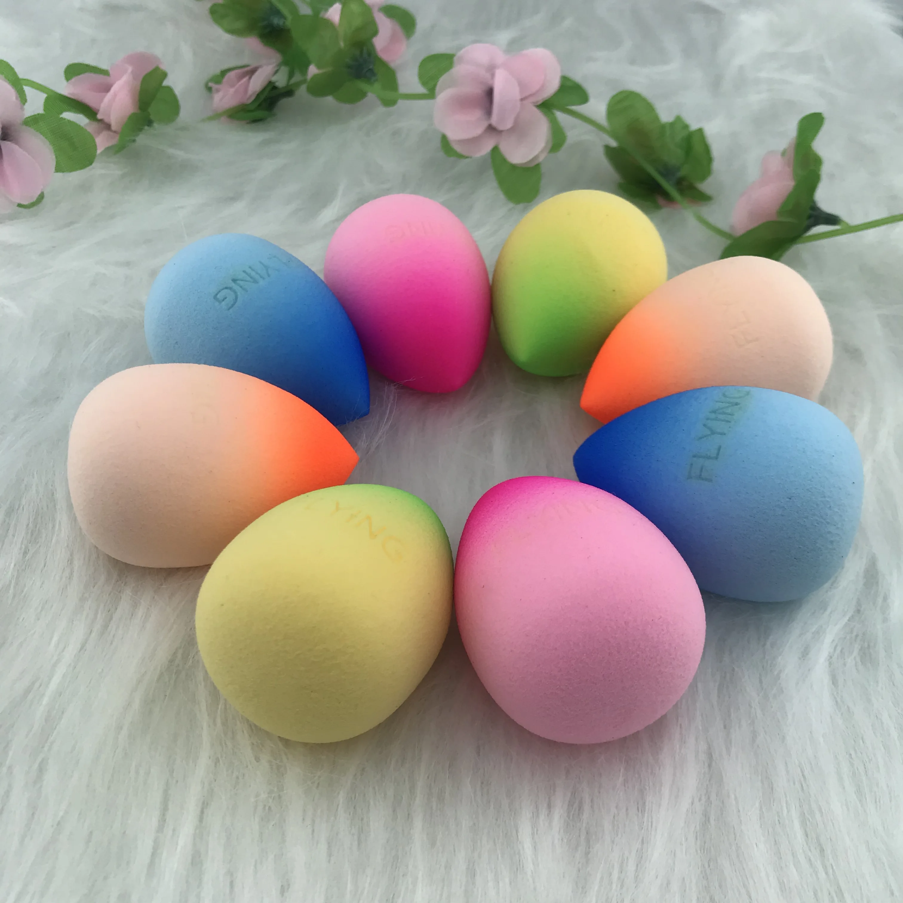 Private customized logo flat edge latex free super soft cosmetics beauty accessories blending sponge for makeup