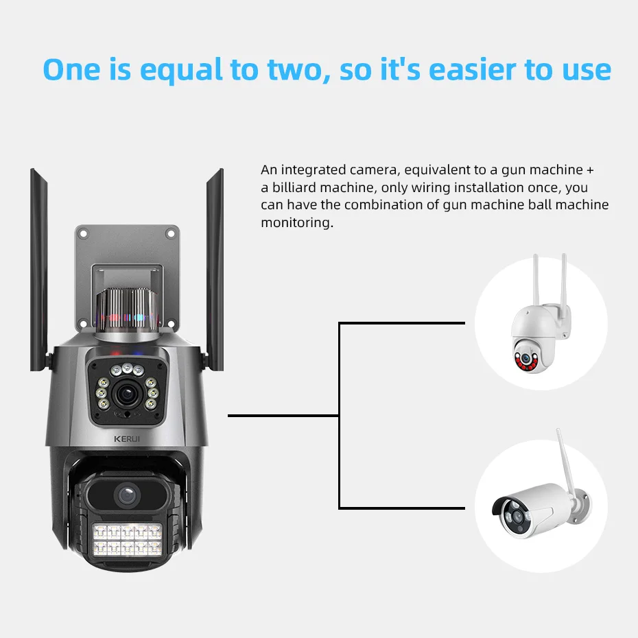 KERUI Icsee 2k 4mp Wifi Outdoor Security Camera Double Lens Hd Wireless Ptz Video Surveillance Ip Camera