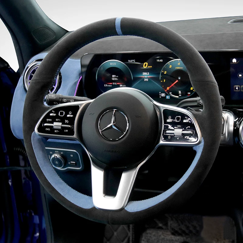 Крышка рулевого колеса в алькантаре для Mercedes Benz A-Class W177 B-Class W247 C-Class W205 CLS-Class Auto accessories interio