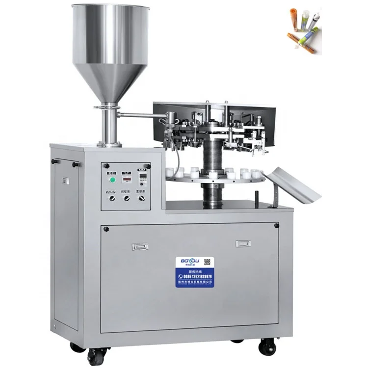 Automatic Metal Hose Aluminum Tube Filling Sealing Closing Crimping Folding Machine For Pharmaceutical Ointment