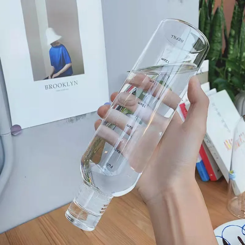 Heat Resistance Sublimation Bpa Free Transparency Sport Water Bottle With Time Marker