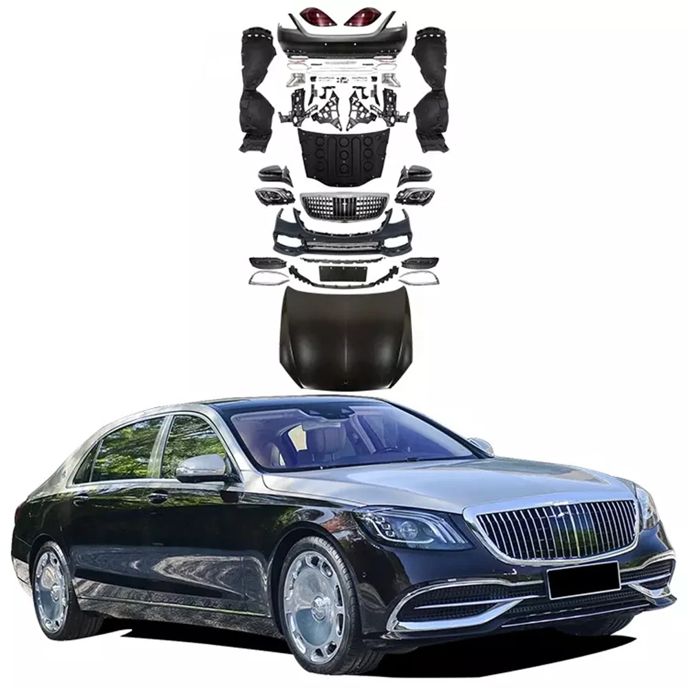Hot Sell Car Accessories W221 Upgrade To W222 Engine Hood Side Skirt Maybach Style Bodykit For BENZ S Class W221
