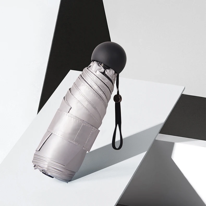 Cheap anti-uv mini 5 folding sun umbrella windproof durable custom logo capsule umbrella for ladies