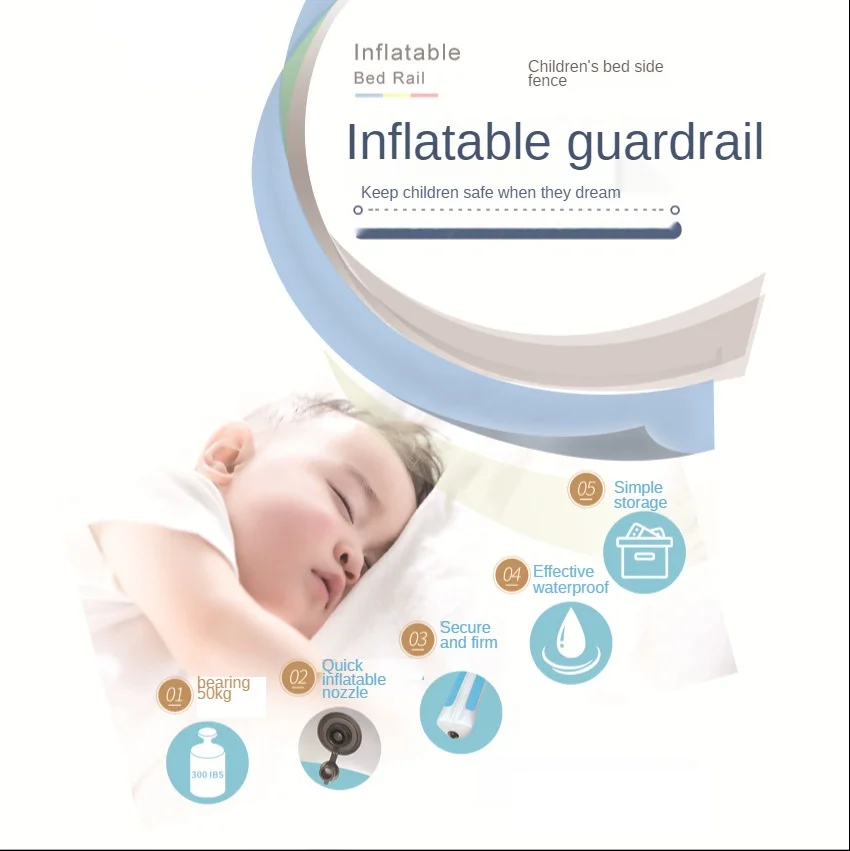 AliGan-Baby foldable inflatable toddler Safety Bed Rail baby portable travel Fence Guard for child kid with bumper protection