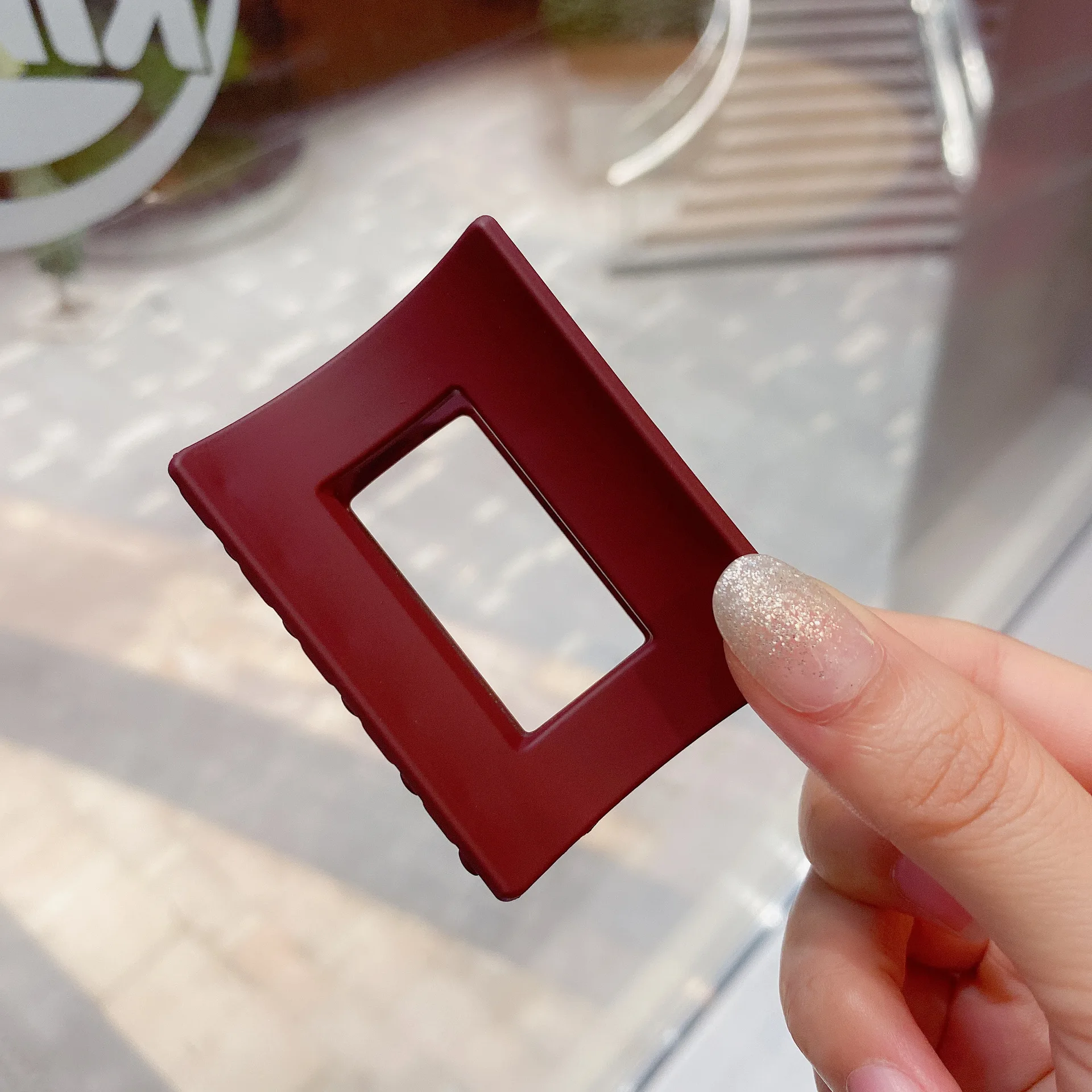 Frosted texture hollowed square acrylic gripper shark hair gripper ponytail hairpin hair accessories