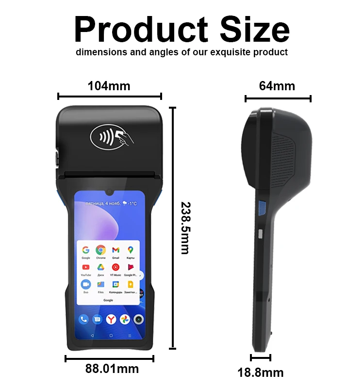 High Performance Scenario GMS Certified Safe OS Android 12 POS terminal with Barcode Scanner Z93