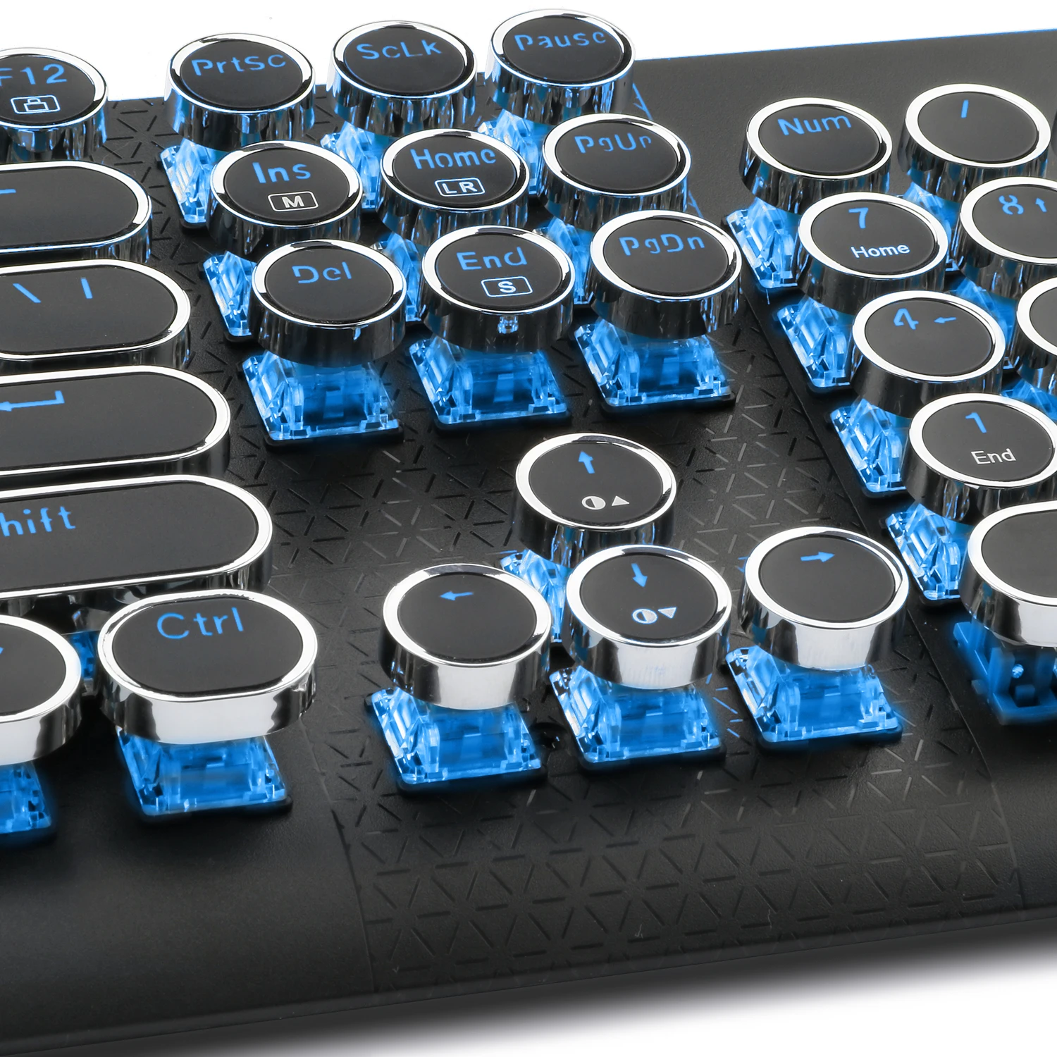 Typewriter style Retro Punk round  keycap led backlit USB wired   mechanical gaming keyboard