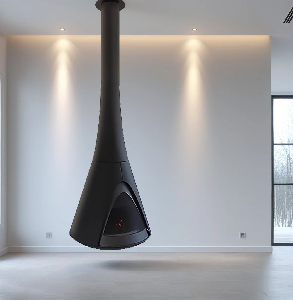 Hanging special-shaped real fire wood-burning fireplace Villa living room decoration features art modeling hanging heating stove