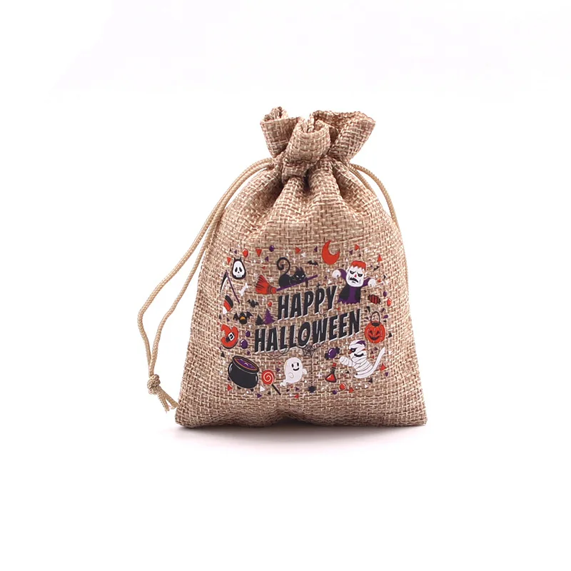 Christmas Jute Burlap Xmas Gifts Portable Candy Christmas Sacks Presents Storage Party Supplies Linen Drawstring Jute Bags