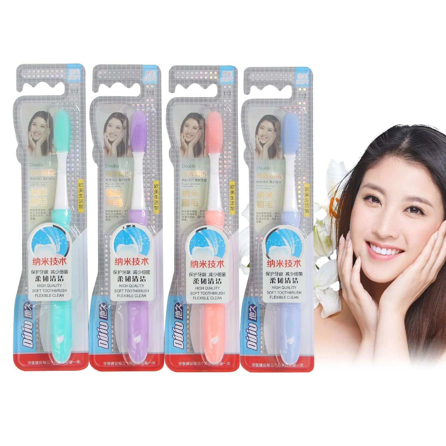 2020 New Arrival Colorful Tongue Cleaner Nano Toothbrush With Changeable Head