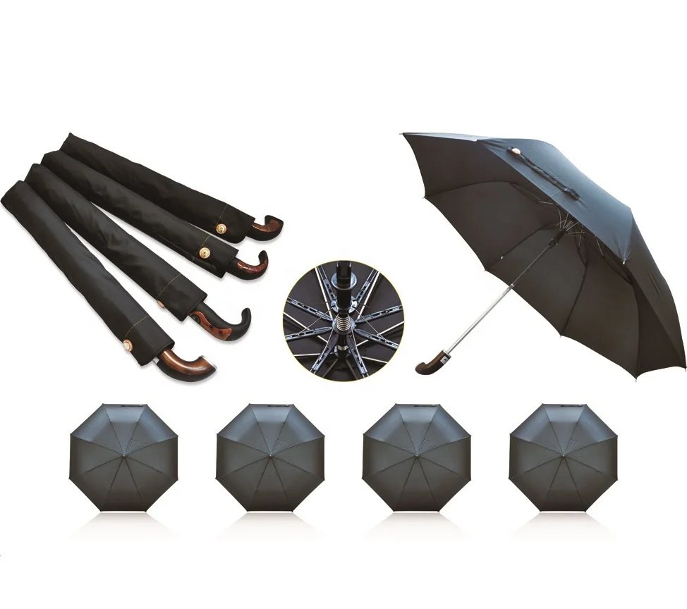High Quality luxury Super Strong full fiberglass Auto Open windproof Telescopic folding men umbrella
