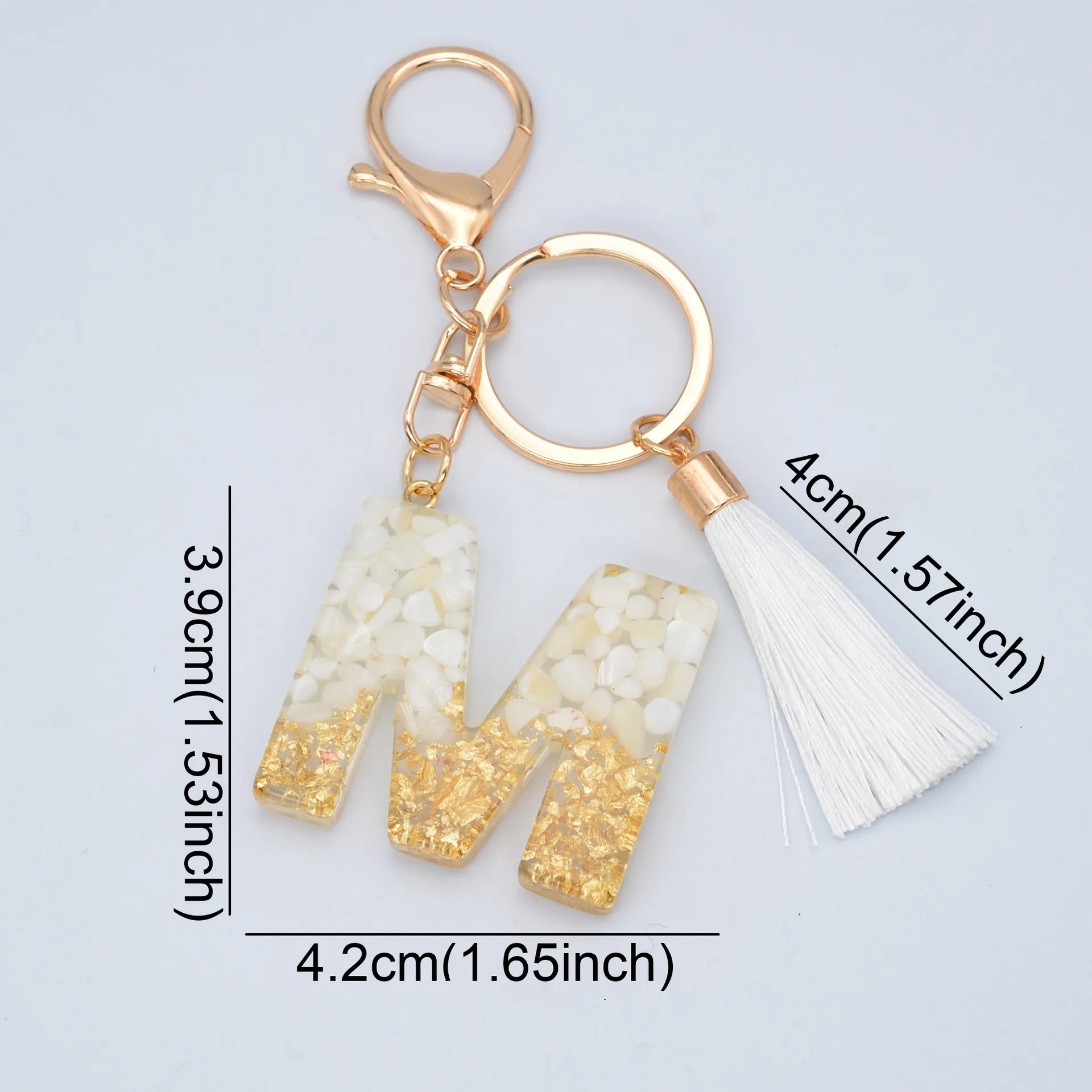 26 English resin letter keychain glitter keyring tassel key chain macrame acrylic initial alphabet keychain