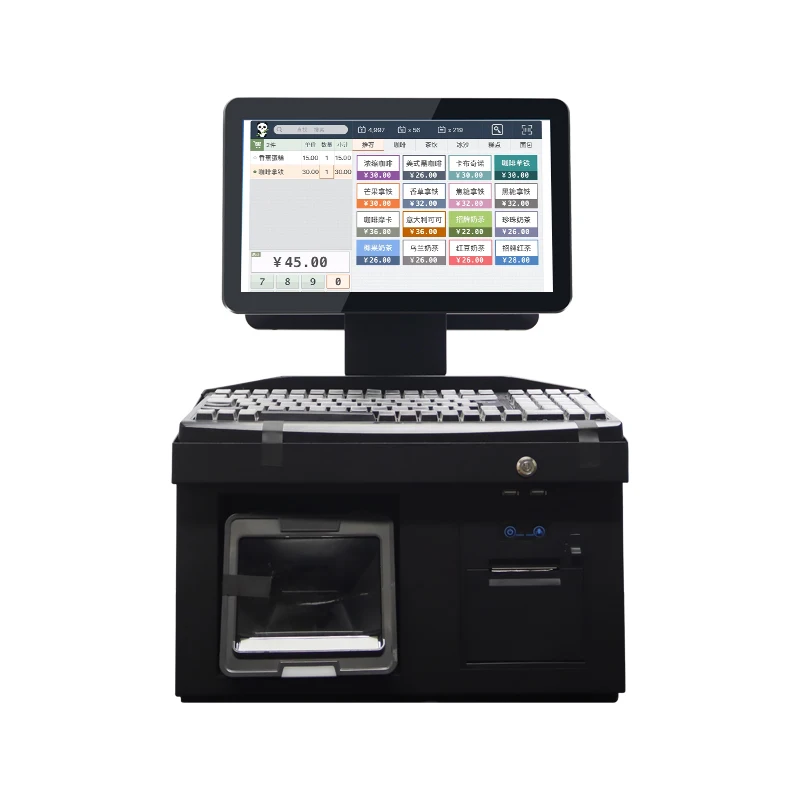 Hot Selling 14 inch Capacitive Touch Screen Win Software Cash Register with Printer AIO POS Systems