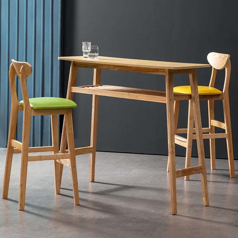 DISHI Modern Farmhouse Wood Stool High Pub Bar Chair Kitchen Solid Plywood Home Office School Warehouse Courtyard Indoor Cafe
