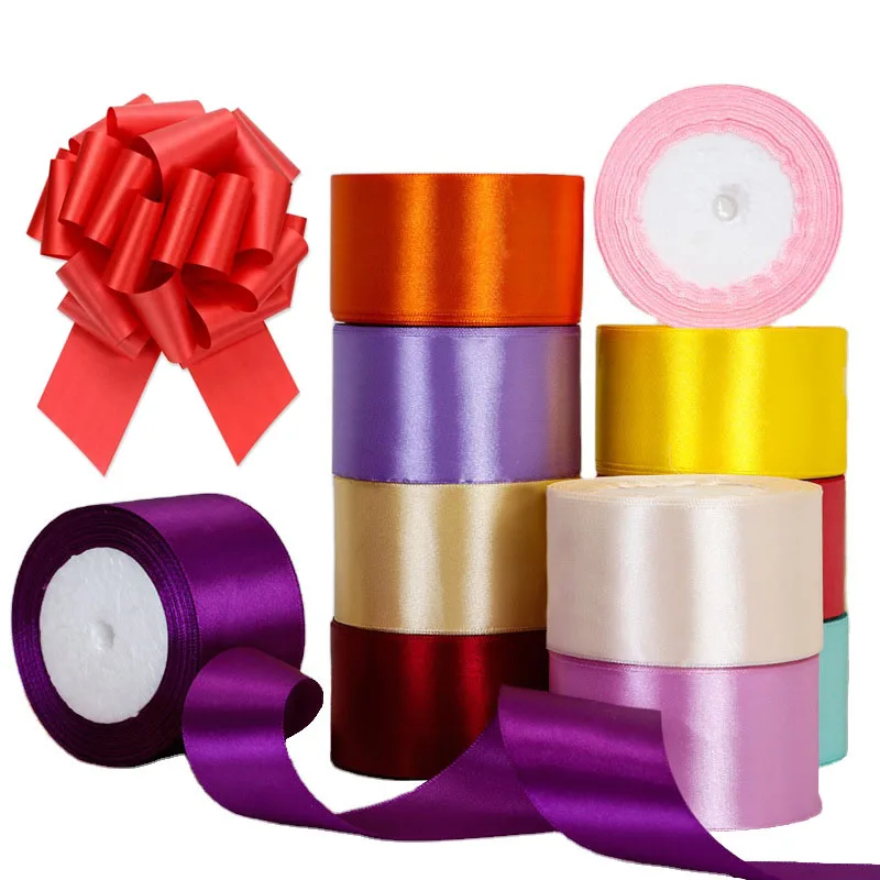 Elegant Christmas wedding outdoor event floral arrangement graduation decor pink 5 cm rosette satin gift box ribbon 2 inch roll