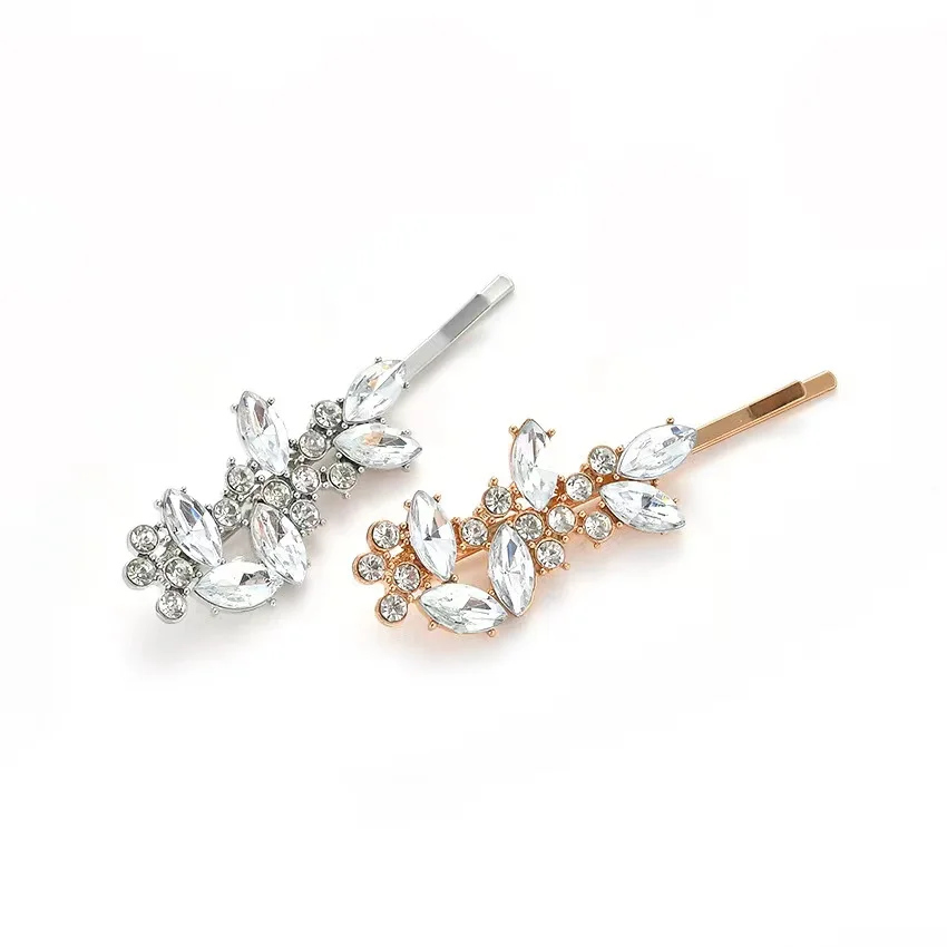 Q&Y Fashion Bling Bridal Hairpin Accessories Women New Hair Clips Glitter Crystal Rhinestone Flower Bobby Pins Hair Clips