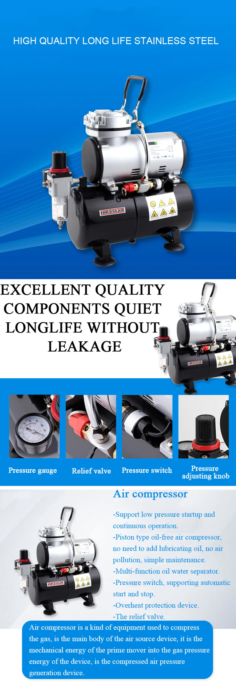 Belt Drive Piston Air Compressor 3 hp 5 hp 10 hp 12V 175PSI Double Cylinder Auto Air Compressor for Hot Sale