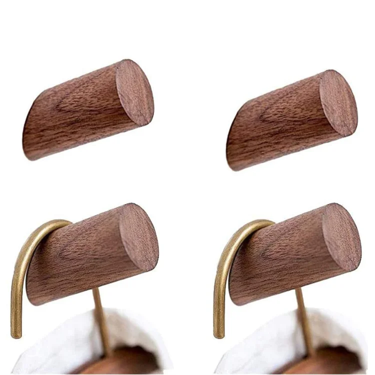 Factory direct handcrafted modern 4 pack hooks solid wood wall mount coat hooks