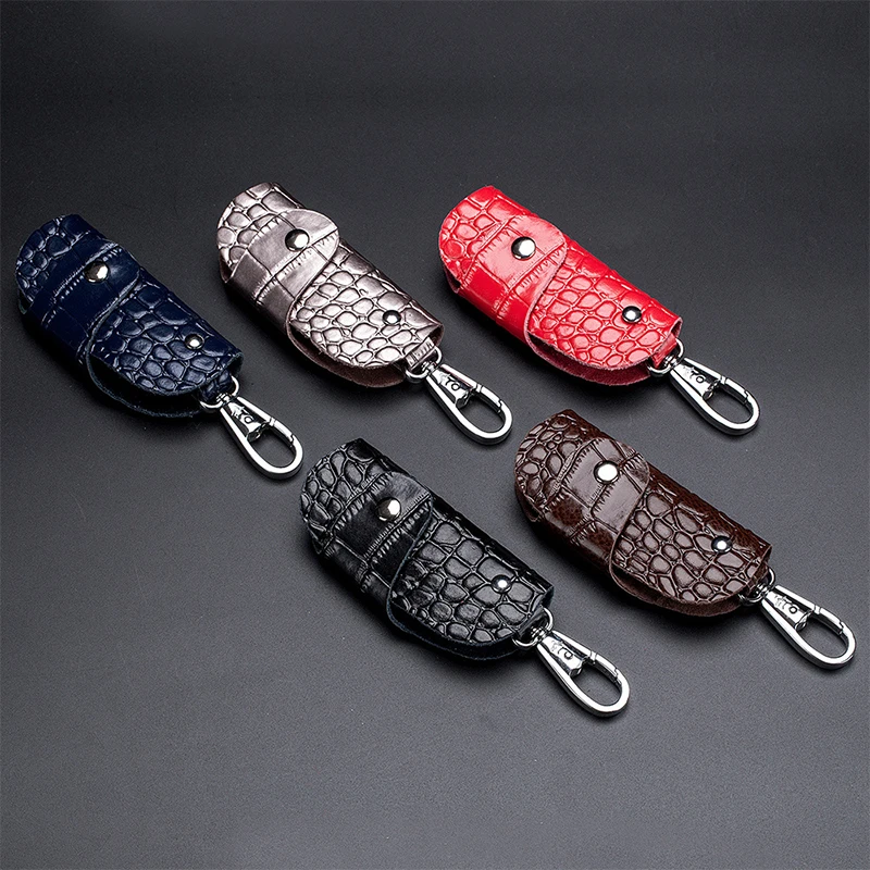 Car key case lady leather crocodile skin small keys holder