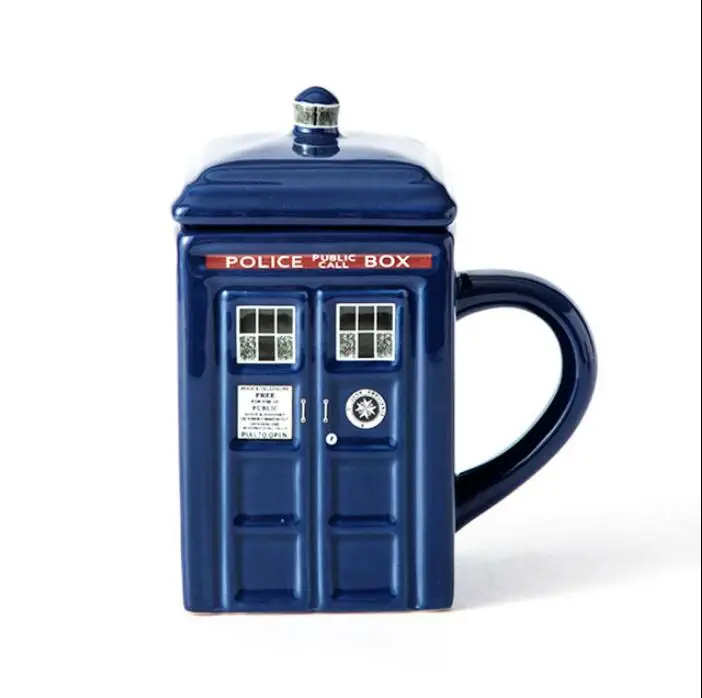 Wholesale Custom Logo Police Booth Ceramic Mug Coffee Cup Personality Tardis Police Telephone Calling Bar Ceramic Coffee Mug