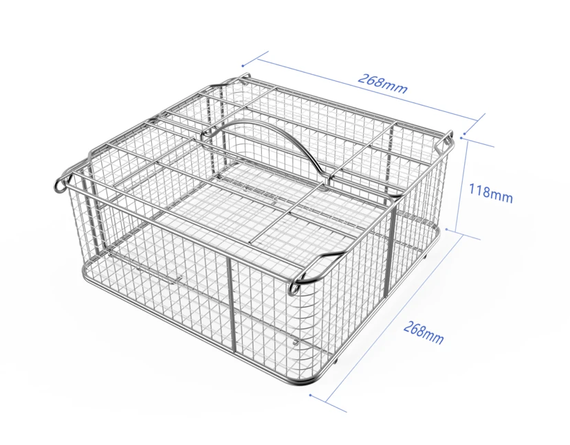 
Ultrasonic Cleaning Basket SS304 Fruit Vegetable Medical Disinfection Basket Ultrasonic Cleaning wire Basket 