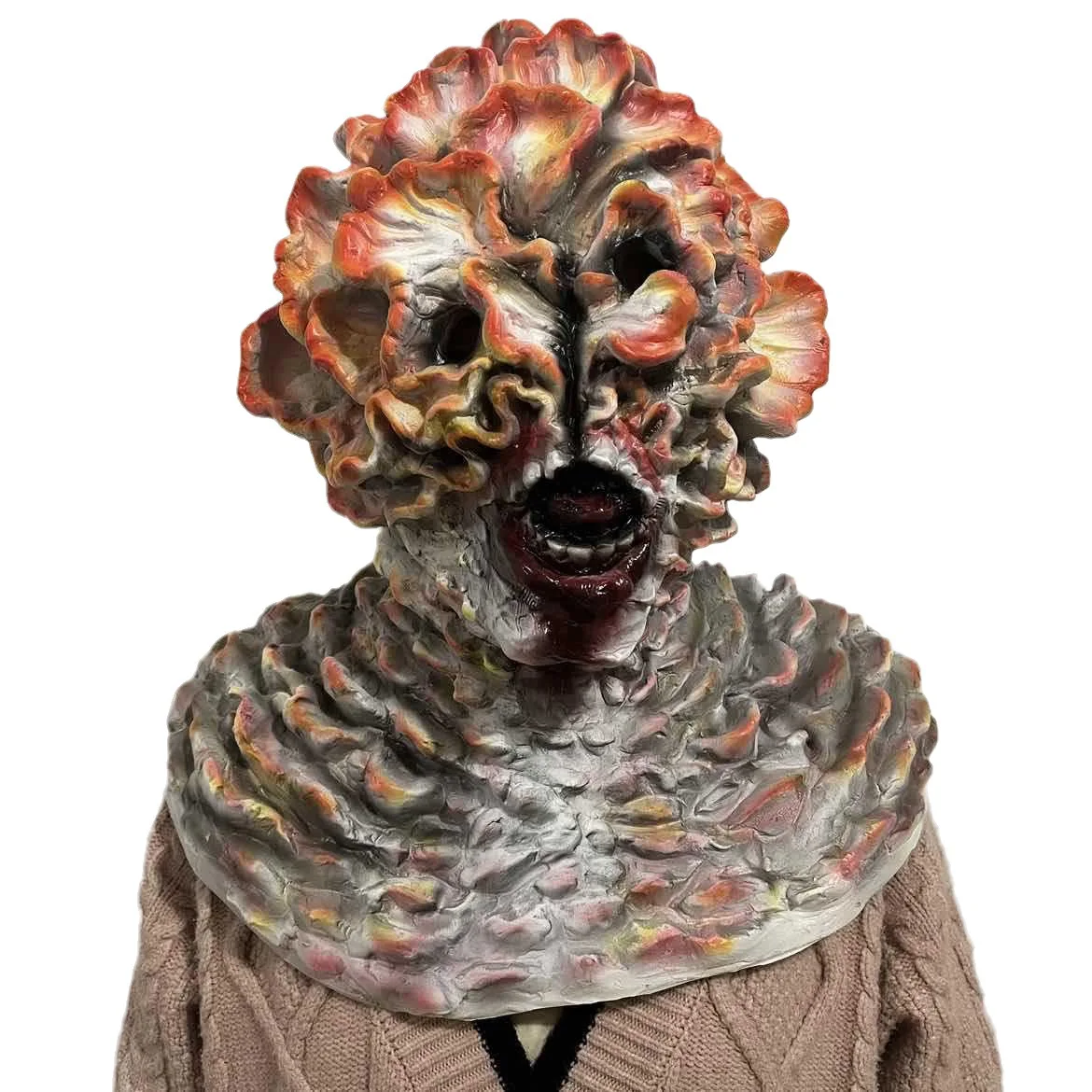 Creepy Halloween Mask Last of Us Click Mask, Halloween Scary Masks Full Head Latex Halloween for Adult Mushroom Costume