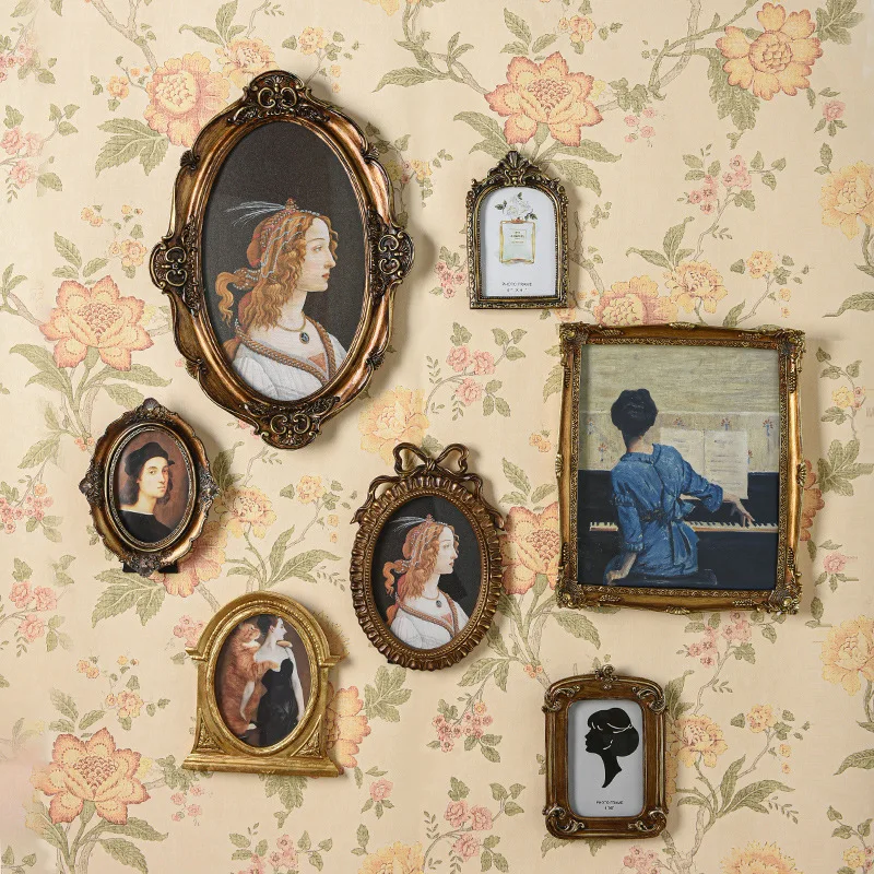 Vintage Oval Photo Frame Small Picture Frame with Couple Sunflower Wall Art Home Decor Luxury Photo Frames 10 Pieces 2 Color