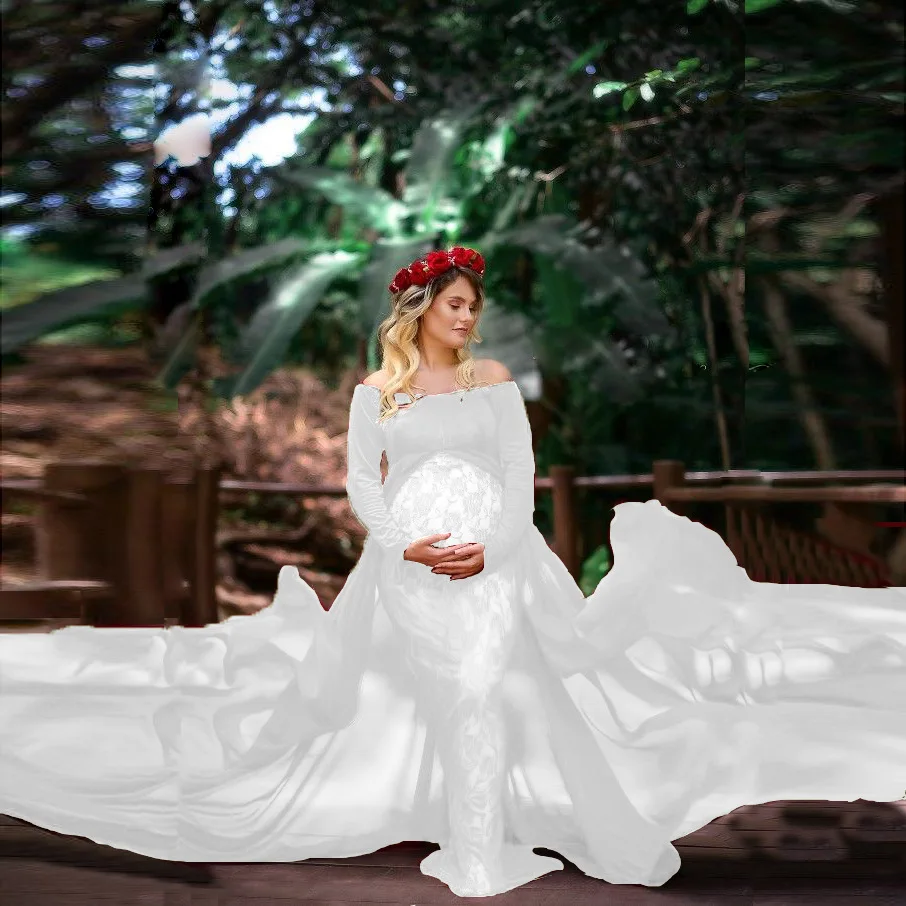 The new chiffon maternity dress the floor long photography skirt