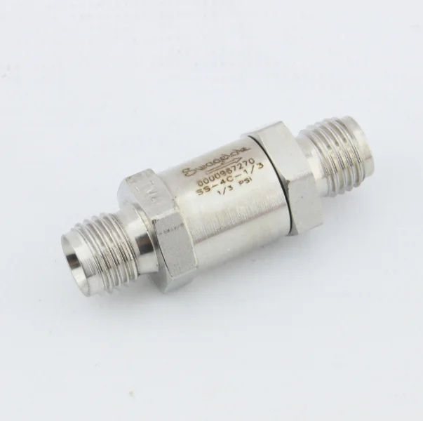 New Swagelok Stainless Steel Poppet Check Valve,Part #: SS-4C-1/3  Fixed Pressure, 1/4 in.