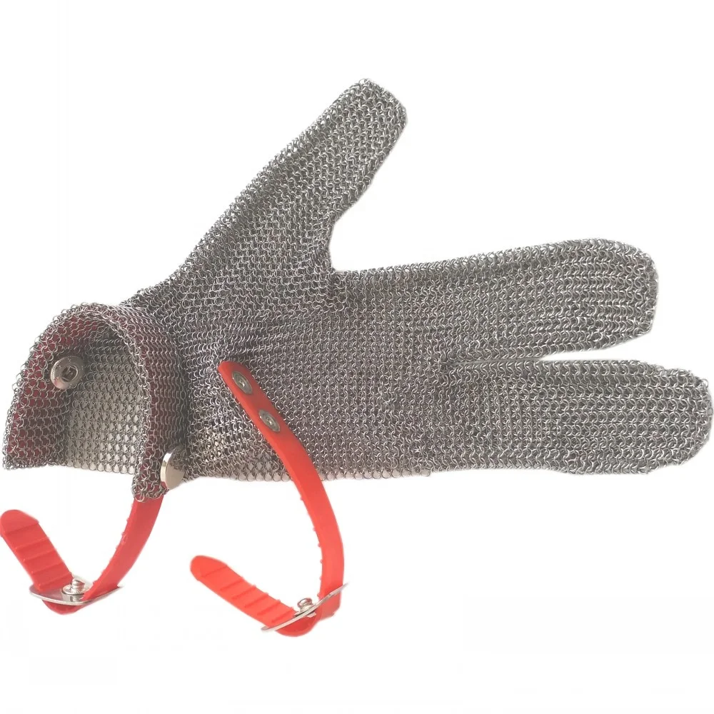 Three fingers target protection stainless steel hand safe working gloves anti garments cutting