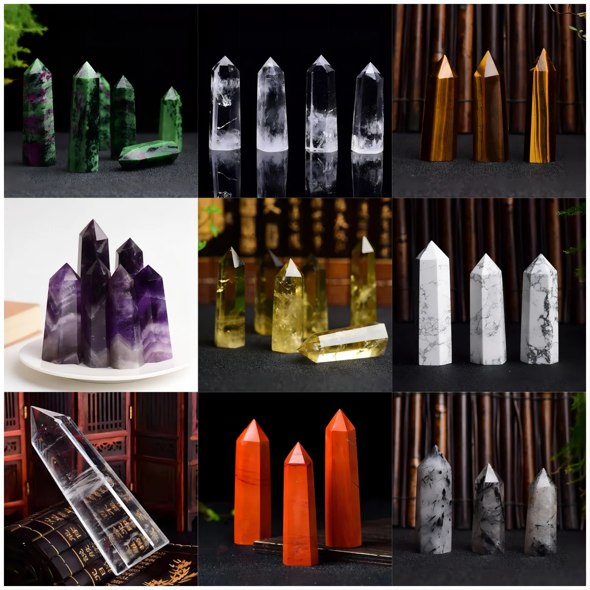 Folk selling Hand Wands Column Shui reiki Diy Natural Single Point quartz flower green stone Crystal wand healing Crystal wand