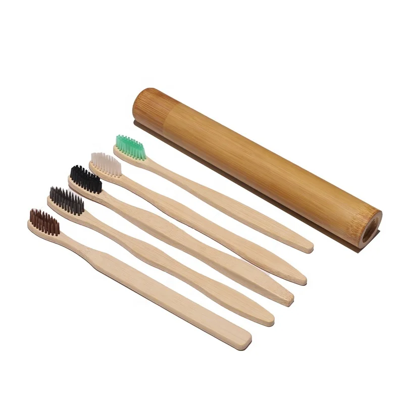 Biodegradable Natural Bamboo Eco Friendly Charcoal Bristles Wood Toothbrush For Adult And Children