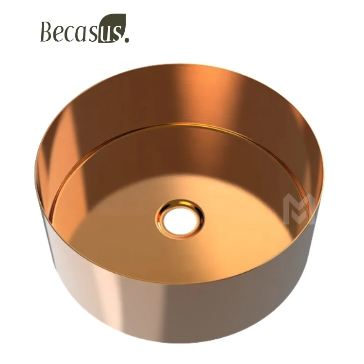 High-quality Custom Coating Colors Basin Sink Countertop Installation 304 Stainless Steel Round Bathroom Sink